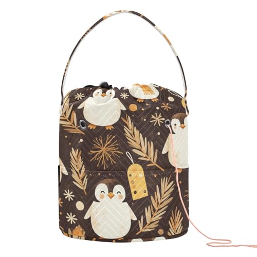 Häkeltaschen mit Löchern, Tierpinguin, rotgold, für Nadelhalter, Bulto Para Tejer von KLL