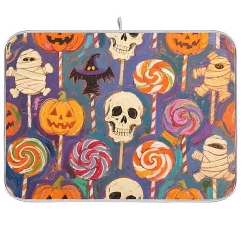 Halloween Gelber Kürbis Totenkopf Süßigkeiten Küche Arbeitsplatte Matte Geschirrtrockner Tuch Geschirr Abtropfmatte XL Mikrofaser 45,7 x 61 cm Halloween Gelber Kürbis Totenkopf Süßigkeiten Küche Arbeitsplatte Matte Geschirrtrockner Tuch Geschirr Abtropfmatte XL Mikrofaser 45,7 x 61 cm von KLL