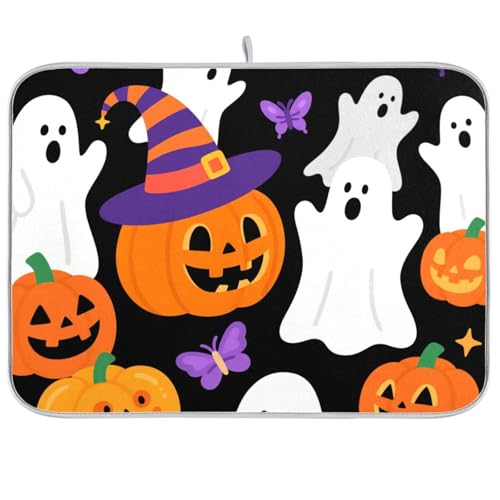 Halloween Geschirrtrockner mit gelbem Kürbis, Abtropfgestell, große Abtropfmatte für Geschirr, 45,7 x 61 cm Halloween Geschirrtrockner mit gelbem Kürbis, Abtropfgestell, große Abtropfmatte für Geschirr, 45,7 x 61 cm von KLL