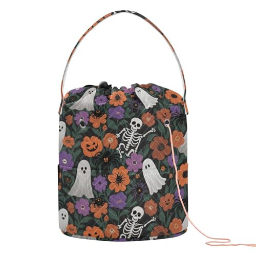 Happy Halloween Ghost Skull Blumen Aufbewahrungstasche mit Löchern Tasche Garn Aufbewahrung für Nadelhalter Hilos Para Crochet Happy Halloween Ghost Skull Blumen Aufbewahrungstasche mit Löchern Tasche Garn Aufbewahrung für Nadelhalter Hilos Para Crochet von KLL