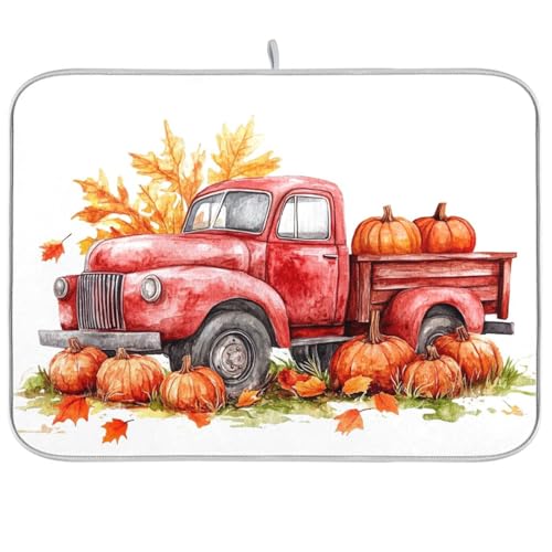 Herbst-Trockengestell mit Kürbismotiv, für Küchentheke, Geschirrtuch, Trockner, XL, Abtropfmatten für Küche, 45,7 x 61 cm Herbst-Trockengestell mit Kürbismotiv, für Küchentheke, Geschirrtuch, Trockner, XL, Abtropfmatten für Küche, 45,7 x 61 cm von KLL