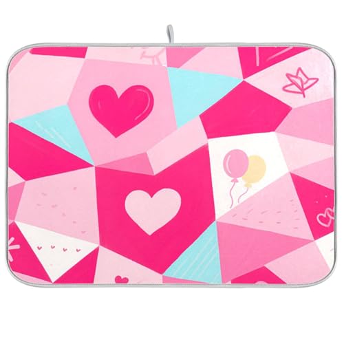 Hot Pink Geometrische Formen Herzen Wasserabsorbierende Pads für Küche Geschirr Waschen Trockner Matte Original XL Dual Dish Drying Mat 18 x 24 Hot Pink Geometrische Formen Herzen Wasserabsorbierende Pads für Küche Geschirr Waschen Trockner Matte Original XL Dual Dish Drying Mat 18 x 24 von KLL