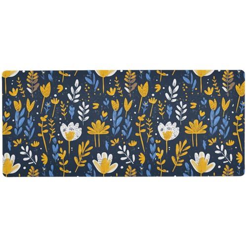 Iris Senfgelb und Denimblau, wasserdicht, großes Mauspad für den Schreibtisch für Gaming, cooles Mauspad, groß, 80 x 30 cm von KLL