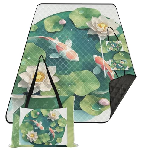 KLL 3D-Teichlandschaft, Fische und Blumen, wasserdicht, Picknick-Zubehör, weich, Camping, Party, Picknick, Zubehör, Outdoor, für Frauen, 30er-Jahre-Paare, Geschenk, Manta, Para Dia de Campo KLL 3D-Teichlandschaft, Fische und Blumen, wasserdicht, Picknick-Zubehör, weich, Camping, Party, Picknick, Zubehör, Outdoor, für Frauen, 30er-Jahre-Paare, Geschenk, Manta, Para Dia de Campo von KLL