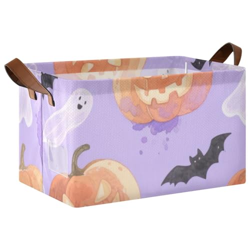 KLL Aufbewahrungskörbe aus Stoff, für Halloween, gelb, Kürbis-Design, Würfel, Bühneneimer mit Griffen, faltbare Boxen für Schrank, Regal, Kommode, 2 Stück KLL Aufbewahrungskörbe aus Stoff, für Halloween, gelb, Kürbis-Design, Würfel, Bühneneimer mit Griffen, faltbare Boxen für Schrank, Regal, Kommode, 2 Stück von KLL