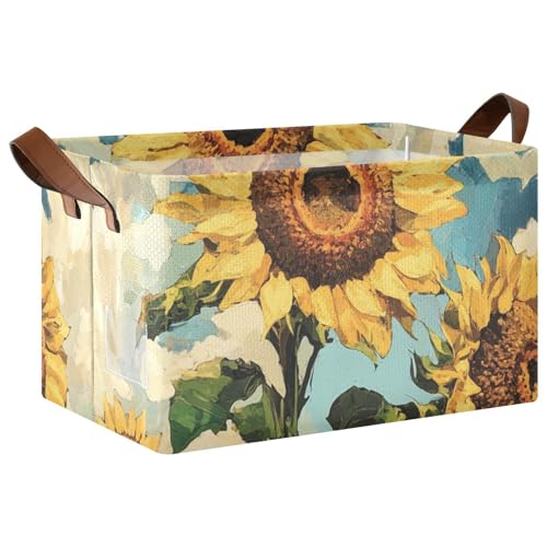 KLL Aufbewahrungskörbe für Ölgemälde, Sonnenblumen, Gelb, für Regale, Aufbewahrungskörbe mit Griffen, großer Schrank-Organizer für Organisation, Regal, Kleidung, Zuhause, Büro, 2 Stück KLL Aufbewahrungskörbe für Ölgemälde, Sonnenblumen, Gelb, für Regale, Aufbewahrungskörbe mit Griffen, großer Schrank-Organizer für Organisation, Regal, Kleidung, Zuhause, Büro, 2 Stück von KLL