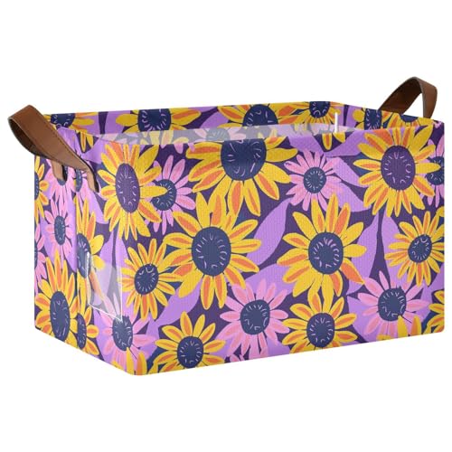 KLL Aufbewahrungskörbe für Regale, Motiv: Sommer-Sonnenblume, Lavendel und Gelb, stabile Organizer-Behälter mit Griffen, Behälter für Spielzeug, Bücher, Handtücher und Kleidung, 2 Stück KLL Aufbewahrungskörbe für Regale, Motiv: Sommer-Sonnenblume, Lavendel und Gelb, stabile Organizer-Behälter mit Griffen, Behälter für Spielzeug, Bücher, Handtücher und Kleidung, 2 Stück von KLL