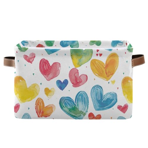 KLL Aufbewahrungskörbe in Aquarell-Weiß, Herzform, faltbar, wasserdicht, mit stabilem Griff, Taschen, Seil, 2 Stück, für Regale, Regale, Kleidung KLL Aufbewahrungskörbe in Aquarell-Weiß, Herzform, faltbar, wasserdicht, mit stabilem Griff, Taschen, Seil, 2 Stück, für Regale, Regale, Kleidung von KLL