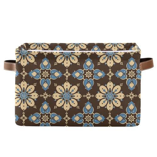 KLL Aufbewahrungskörbe mit Blumenmuster in Blau auf Braun, faltbare und wasserdichte Speisekammerkörbe mit stabilem Griff, Seil, 2 Stück für Kinderzimmer KLL Aufbewahrungskörbe mit Blumenmuster in Blau auf Braun, faltbare und wasserdichte Speisekammerkörbe mit stabilem Griff, Seil, 2 Stück für Kinderzimmer von KLL