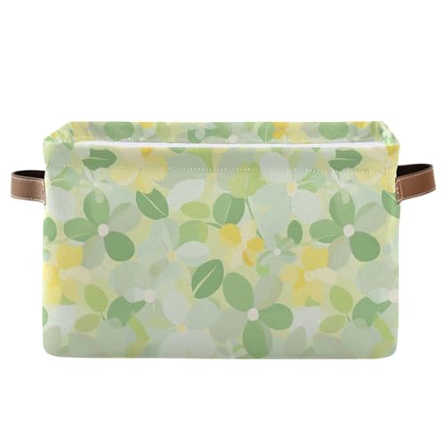 KLL Aufbewahrungskörbe mit milden und frischen Blumen, Zitronengelb, hellgrün, zusammenklappbar und wasserdicht, Organizer und Aufbewahrungskorb mit stabilem Griff, Wannen, Zubehör, 2er-Set für von KLL