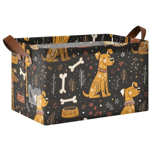 KLL Aufbewahrungskörbe mit niedlichem Cartoon-Hund, verspielt, aus Stoff, mit Griffen, Würfel-Organizer für Organisation, Regal, Kleidung, Zuhause, Büro, 2 Stück KLL Aufbewahrungskörbe mit niedlichem Cartoon-Hund, verspielt, aus Stoff, mit Griffen, Würfel-Organizer für Organisation, Regal, Kleidung, Zuhause, Büro, 2 Stück von KLL