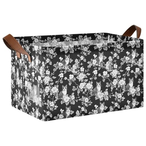 KLL Aufbewahrungskörbe mit niedlichen Tier- und Katzenblumen, faltbar, mit Griffen, Stoffwürfel für Schrank, Regal, Kommode, 2 Stück KLL Aufbewahrungskörbe mit niedlichen Tier- und Katzenblumen, faltbar, mit Griffen, Stoffwürfel für Schrank, Regal, Kommode, 2 Stück von KLL