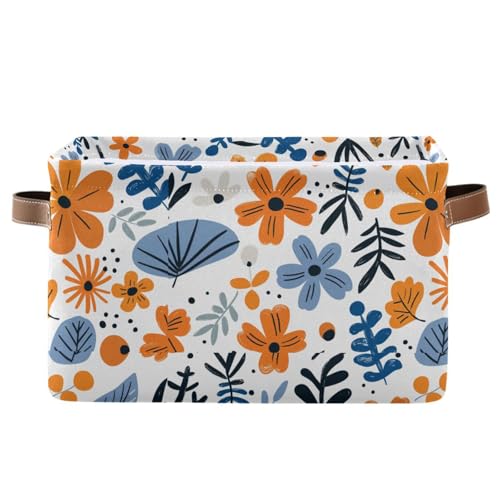 KLL Aufbewahrungskörbe mit orangefarbenen Blumen, faltbare und wasserdichte Aufbewahrungskörbe mit stabilem Griff, 2er-Set für Regale, Regale, Bleche KLL Aufbewahrungskörbe mit orangefarbenen Blumen, faltbare und wasserdichte Aufbewahrungskörbe mit stabilem Griff, 2er-Set für Regale, Regale, Bleche von KLL