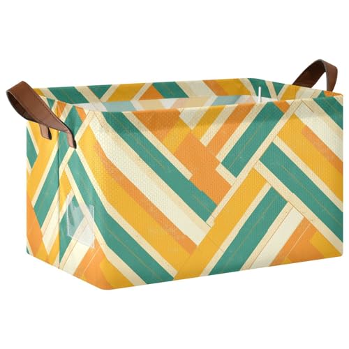 KLL Aufbewahrungskorb mit geometrischem gerader Linienmuster, Orange und Grün, Aufbewahrungskorb mit Griffen, Würfel-Organizer für die Organisation von Regalen, Schränken, Kleiderschränken, 2 Stück KLL Aufbewahrungskorb mit geometrischem gerader Linienmuster, Orange und Grün, Aufbewahrungskorb mit Griffen, Würfel-Organizer für die Organisation von Regalen, Schränken, Kleiderschränken, 2 Stück von KLL