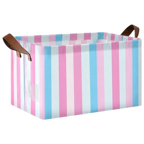 KLL Aufbewahrungskorb mit geradem Streifenmuster, rosa und hellblau, Aufbewahrungskorb mit Griffen, Schrank-Organizer für Kleider-Organizer und Aufbewahrung, 2 Stück KLL Aufbewahrungskorb mit geradem Streifenmuster, rosa und hellblau, Aufbewahrungskorb mit Griffen, Schrank-Organizer für Kleider-Organizer und Aufbewahrung, 2 Stück von KLL