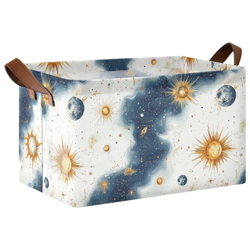 KLL Blau-goldene astrologische Planeten, dekorative Stoff-Aufbewahrungskörbe, Aufbewahrungskörbe und Korb mit Griffen, Würfel-Organizer für Schrank, Regal, Kommode, 2 Stück KLL Blau-goldene astrologische Planeten, dekorative Stoff-Aufbewahrungskörbe, Aufbewahrungskörbe und Korb mit Griffen, Würfel-Organizer für Schrank, Regal, Kommode, 2 Stück von KLL