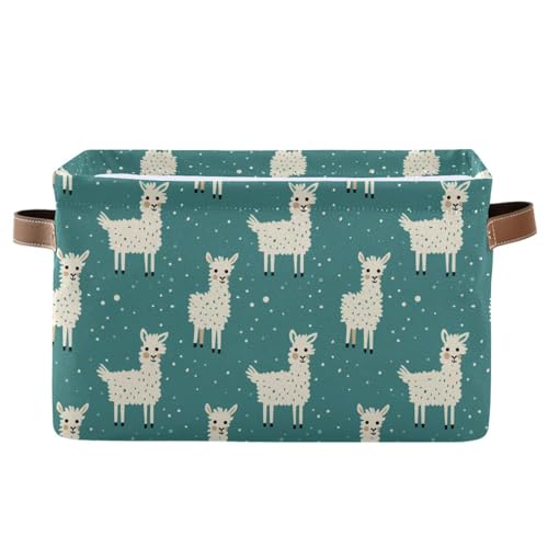 KLL Blaugrüne verspielte Lama-Aufbewahrungskörbe, zusammenklappbare und wasserdichte Körbe, Organisations- und Aufbewahrungsboxen mit stabilem Griff, Würfelseil-Seil, 2 Stück für Badezimmer KLL Blaugrüne verspielte Lama-Aufbewahrungskörbe, zusammenklappbare und wasserdichte Körbe, Organisations- und Aufbewahrungsboxen mit stabilem Griff, Würfelseil-Seil, 2 Stück für Badezimmer von KLL