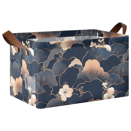 KLL Blumenkörbe mit Blumenblättern, faltbar, mit Griffen, groß, dekorativer Organizer für Schrank, Regal, Kommode, 2 Stück von KLL
