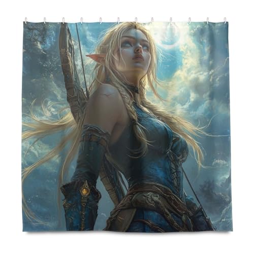 KLL Bogenschützen-Duschvorhang mit Anime-Motiv, dekorativ, wasserdicht, mit Haken, Polyester, waschbar, einfacher Vorhang für Zimmer, Dusche, Herbstdekoration, Halloween-Dekoration, 183 x 183 cm KLL Bogenschützen-Duschvorhang mit Anime-Motiv, dekorativ, wasserdicht, mit Haken, Polyester, waschbar, einfacher Vorhang für Zimmer, Dusche, Herbstdekoration, Halloween-Dekoration, 183 x 183 cm von KLL