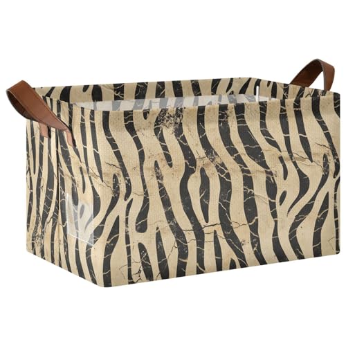 KLL Boho Vintage Simplified Animal Stripes Dekorative Körbe Aufbewahrungskörbe mit Griffen, Würfel-Organizer für Schrank, Regal, Kommode, 2 Stück KLL Boho Vintage Simplified Animal Stripes Dekorative Körbe Aufbewahrungskörbe mit Griffen, Würfel-Organizer für Schrank, Regal, Kommode, 2 Stück von KLL