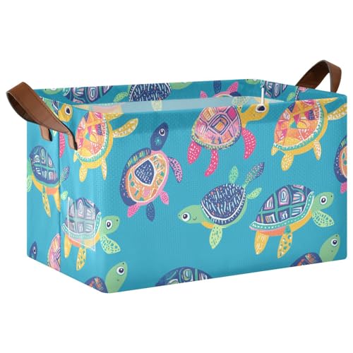 KLL Bunte Aufbewahrungskörbe mit Meeresschildkröten, groß, mit Griffen, Stoffwürfel für Schrank, Organizer, Regal, Schrank, Bücherregal, 2 Stück KLL Bunte Aufbewahrungskörbe mit Meeresschildkröten, groß, mit Griffen, Stoffwürfel für Schrank, Organizer, Regal, Schrank, Bücherregal, 2 Stück von KLL