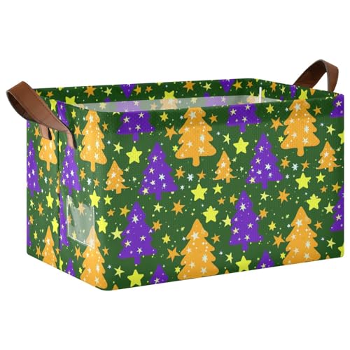KLL Bunte Aufbewahrungskörbe mit Weihnachtsbaum-Sternen, grün, dekorativ, faltbar, Aufbewahrungskörbe mit Griffen, stabiler Schrank-Organizer für Schrank, Regal, Kommode, 2 Stück KLL Bunte Aufbewahrungskörbe mit Weihnachtsbaum-Sternen, grün, dekorativ, faltbar, Aufbewahrungskörbe mit Griffen, stabiler Schrank-Organizer für Schrank, Regal, Kommode, 2 Stück von KLL