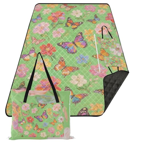 KLL Bunte Blumen und Schmetterlinge, wasserdicht, Picknickkorb-Set, faltbar, Rasen, Picknick-Zubehör, Outdoor, für Erwachsene, Konzertdecke, Tapete Para KLL Bunte Blumen und Schmetterlinge, wasserdicht, Picknickkorb-Set, faltbar, Rasen, Picknick-Zubehör, Outdoor, für Erwachsene, Konzertdecke, Tapete Para von KLL