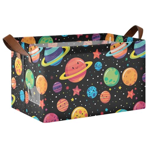 KLL Bunte Cartoon-Planeten-Regal, Aufbewahrungskorb mit Griffen, stabiler Schrank-Organizer für Kleider-Organizer und Aufbewahrung, 2 Stück KLL Bunte Cartoon-Planeten-Regal, Aufbewahrungskorb mit Griffen, stabiler Schrank-Organizer für Kleider-Organizer und Aufbewahrung, 2 Stück von KLL