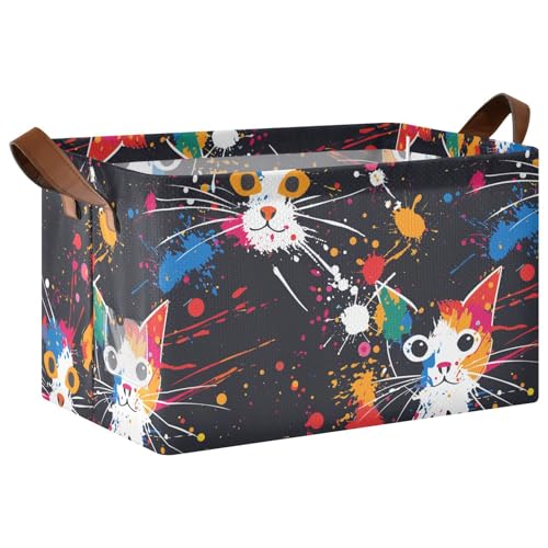 KLL Bunte Katzen-Graffiti-Kunst-Aufbewahrungsboxen, Körbe, faltbare Organizer-Behälter mit Griffen, Stoffwürfel für Regale, Schränke, Schubladen, 2 Stück KLL Bunte Katzen-Graffiti-Kunst-Aufbewahrungsboxen, Körbe, faltbare Organizer-Behälter mit Griffen, Stoffwürfel für Regale, Schränke, Schubladen, 2 Stück von KLL