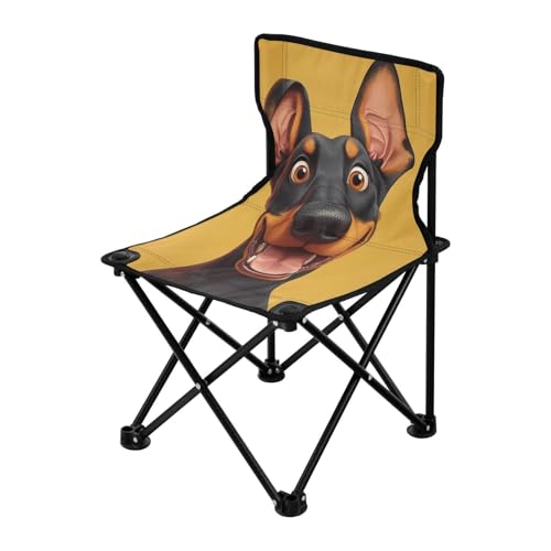 KLL Cartoon Funny Doberman Pinscher Dogs Happy Packable Beach Chairs Lightweight Backpack Chair Carry Bag Included Ice Fishing Chair with Back for Lawn Outside von KLL