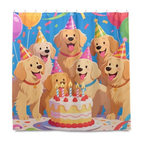 KLL Cartoon-Hunde-Party-Vorhang, dekoratives wasserdichtes Material, Badezimmer-Vorhang mit Haken, Polyester, waschbarer Stoff, Duschvorhang, Auskleidung für moderne Badezimmer-Dekoration KLL Cartoon-Hunde-Party-Vorhang, dekoratives wasserdichtes Material, Badezimmer-Vorhang mit Haken, Polyester, waschbarer Stoff, Duschvorhang, Auskleidung für moderne Badezimmer-Dekoration von KLL