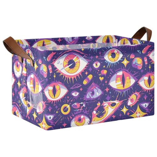 KLL Cartoon Mystery Aufbewahrungskorb mit violetten Augen, faltbar, Stoff-Aufbewahrungsbehälter mit Griffen, stabiler Schrank-Organizer für Schrank, Regal, Kommode, 2 Stück KLL Cartoon Mystery Aufbewahrungskorb mit violetten Augen, faltbar, Stoff-Aufbewahrungsbehälter mit Griffen, stabiler Schrank-Organizer für Schrank, Regal, Kommode, 2 Stück von KLL