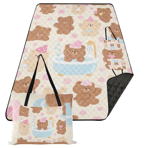 KLL Cartoon-Teddybär, wasserdicht, Stranddecke, sanddicht, für den Außenbereich, verstaubar, Picknickdecke für Gras, Frühling, Geschenke, Teppich, für Picknick KLL Cartoon-Teddybär, wasserdicht, Stranddecke, sanddicht, für den Außenbereich, verstaubar, Picknickdecke für Gras, Frühling, Geschenke, Teppich, für Picknick von KLL