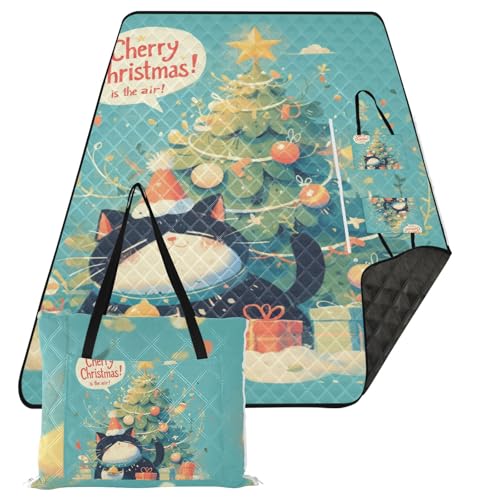 KLL Cartoon-niedliche Katzen, Weihnachtsbaum, wasserdicht, Picknickdecke, XXL, für drinnen und draußen, für Damen, 30er-Jahre-Picknickartikel, Teppich für Picknick KLL Cartoon-niedliche Katzen, Weihnachtsbaum, wasserdicht, Picknickdecke, XXL, für drinnen und draußen, für Damen, 30er-Jahre-Picknickartikel, Teppich für Picknick von KLL