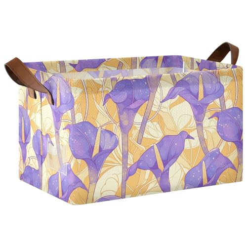 KLL Chic Purple Calla Lilie Yellow Background Vintage Baskets Organizer Bins with Handles Cubes Organizer for Closet, Shelf, Dresser 2 Pack KLL Chic Purple Calla Lilie Yellow Background Vintage Baskets Organizer Bins with Handles Cubes Organizer for Closet, Shelf, Dresser 2 Pack von KLL