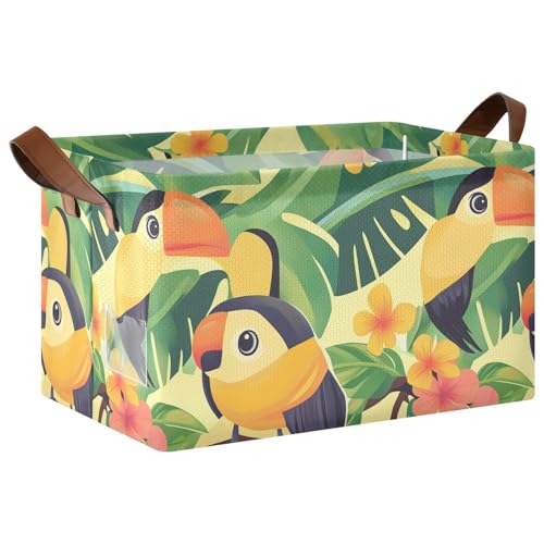 KLL Dekorative Körbe mit Papageien, Cartoon-Motiv, mit Griffen, Behälter für Schrank, Regal, Kommode, 2 Stück KLL Dekorative Körbe mit Papageien, Cartoon-Motiv, mit Griffen, Behälter für Schrank, Regal, Kommode, 2 Stück von KLL
