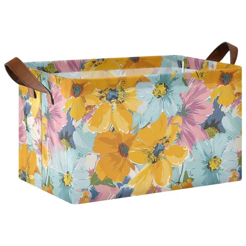 KLL Dekorative Körbe mit Sommerblumen, faltbar, mit Griffen, großer dekorativer Organizer für Schrank, Regal, Kommode, 2 Stück KLL Dekorative Körbe mit Sommerblumen, faltbar, mit Griffen, großer dekorativer Organizer für Schrank, Regal, Kommode, 2 Stück von KLL