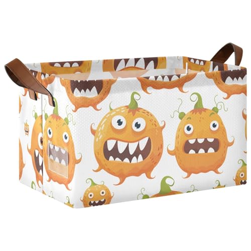 KLL Dekorative Körbe mit niedlichem Kürbismonster, mit Griffen, Stoffwürfel für die Organisation von Schrank, Regal, Kinderzimmer, Spielzeug, 2 Stück KLL Dekorative Körbe mit niedlichem Kürbismonster, mit Griffen, Stoffwürfel für die Organisation von Schrank, Regal, Kinderzimmer, Spielzeug, 2 Stück von KLL