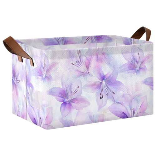 KLL Dekorative Regalkörbe mit Griffen, Aquarell-Lilien-Blumen, Hellviolett, 2 Stück KLL Dekorative Regalkörbe mit Griffen, Aquarell-Lilien-Blumen, Hellviolett, 2 Stück von KLL