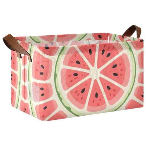 KLL Dekorative Regalkörbe mit Griffen, Motiv: Cartoon, frisches Obst, Wassermelone, Stoff-Aufbewahrungskörbe mit Griffen, großer Schrank-Organizer für Organisation, 2 Stück KLL Dekorative Regalkörbe mit Griffen, Motiv: Cartoon, frisches Obst, Wassermelone, Stoff-Aufbewahrungskörbe mit Griffen, großer Schrank-Organizer für Organisation, 2 Stück von KLL