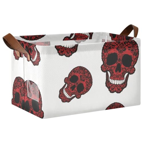 KLL Dekorative Regalkörbe mit Halloween-Spitze, Totenkopf, dekorative Aufbewahrungskörbe mit Griffen, Würfelbehälter für Schrank, Regal, Kommode, 2 Stück KLL Dekorative Regalkörbe mit Halloween-Spitze, Totenkopf, dekorative Aufbewahrungskörbe mit Griffen, Würfelbehälter für Schrank, Regal, Kommode, 2 Stück von KLL