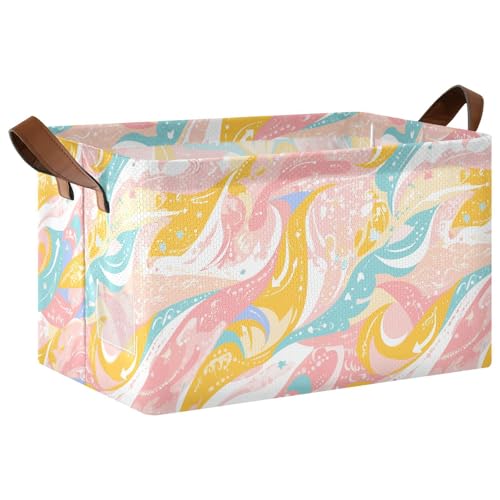 KLL Dekorative Regalkörbe mit geometrischen Wellen, Pastellfarben, Aufbewahrungskörbe mit Griffen, Schrank-Organizer für Schrank, Regal, Kommode, 2 Stück KLL Dekorative Regalkörbe mit geometrischen Wellen, Pastellfarben, Aufbewahrungskörbe mit Griffen, Schrank-Organizer für Schrank, Regal, Kommode, 2 Stück von KLL