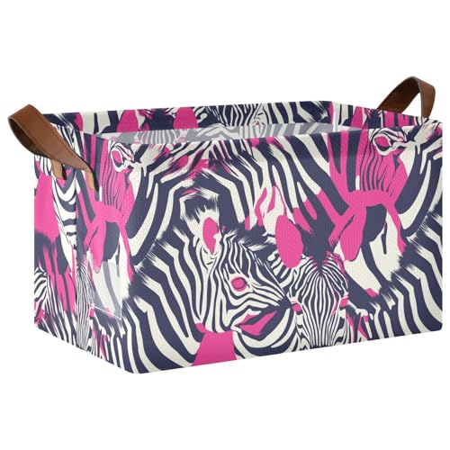 KLL Dekorative faltbare Aufbewahrungskörbe mit abstraktem Zebras-Druckmuster, schwarz, Hot Pink, Würfel, Aufbewahrungskörbe mit Griffen, Mehrzweck-Organizer für Regale, Schrank, 2 Stück KLL Dekorative faltbare Aufbewahrungskörbe mit abstraktem Zebras-Druckmuster, schwarz, Hot Pink, Würfel, Aufbewahrungskörbe mit Griffen, Mehrzweck-Organizer für Regale, Schrank, 2 Stück von KLL