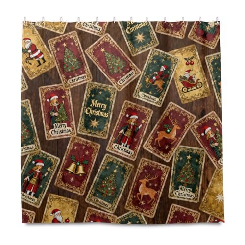 KLL Dekorativer Vorhang mit Aufschrift "Merry Christmas", wasserdicht, mit Haken, Polyester, waschbares Material, Vorhang für Badewanne, Dusche, Herbst, Dekoration, Halloween-Dekoration, 183 x 183 cm KLL Dekorativer Vorhang mit Aufschrift "Merry Christmas", wasserdicht, mit Haken, Polyester, waschbares Material, Vorhang für Badewanne, Dusche, Herbst, Dekoration, Halloween-Dekoration, 183 x 183 cm von KLL