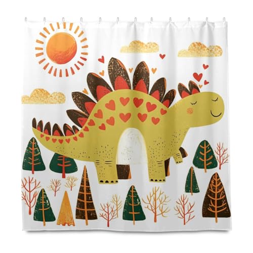 KLL Doodle-Stil, Cartoon-Dinosaurier, herzförmig, dekoratives Tuch, wasserdicht, Badezimmer-Vorhänge, Duschvorhänge mit Haken, Polyester, waschbar, Standard-Vorhangeinlagen für Wanne, Herbstdekoration KLL Doodle-Stil, Cartoon-Dinosaurier, herzförmig, dekoratives Tuch, wasserdicht, Badezimmer-Vorhänge, Duschvorhänge mit Haken, Polyester, waschbar, Standard-Vorhangeinlagen für Wanne, Herbstdekoration von KLL