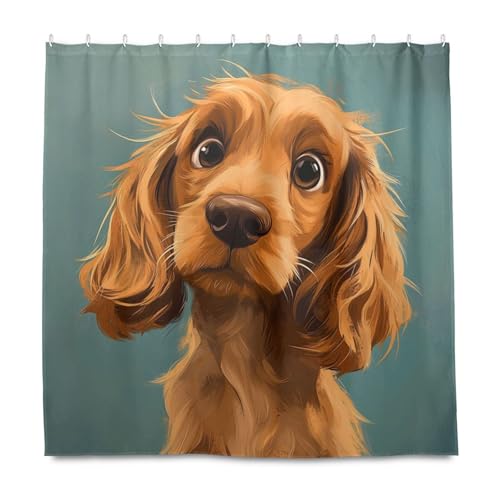 KLL Duschvorhang, Cartoon-Motiv Cocker Spaniel, dekorativ, wasserdicht, mit Haken, Polyester, waschbarer Stoff, Duschvorhang, Auskleidung für Badezimmerzubehör, Herbstdekoration, Halloween KLL Duschvorhang, Cartoon-Motiv Cocker Spaniel, dekorativ, wasserdicht, mit Haken, Polyester, waschbarer Stoff, Duschvorhang, Auskleidung für Badezimmerzubehör, Herbstdekoration, Halloween von KLL