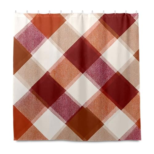 KLL Duschvorhang, rostfarben, kariert, dekorativ, wasserdicht, Western-Duschvorhang mit Haken, Polyester, maschinenwaschbar, Stoff-Wannen-Vorhang, Auskleidung für Zuhause, Badezimmer, Herbstdekoration KLL Duschvorhang, rostfarben, kariert, dekorativ, wasserdicht, Western-Duschvorhang mit Haken, Polyester, maschinenwaschbar, Stoff-Wannen-Vorhang, Auskleidung für Zuhause, Badezimmer, Herbstdekoration von KLL