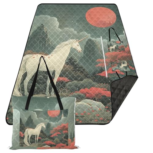 KLL Einhörner, chinesischer Malstil, wasserdicht, verstaubar, faltbar, Rasen, sandabweisend, Stranddecke für 8 bis 10 Erwachsene, Paare, Geschenk, Decke, Para, Picknick KLL Einhörner, chinesischer Malstil, wasserdicht, verstaubar, faltbar, Rasen, sandabweisend, Stranddecke für 8 bis 10 Erwachsene, Paare, Geschenk, Decke, Para, Picknick von KLL