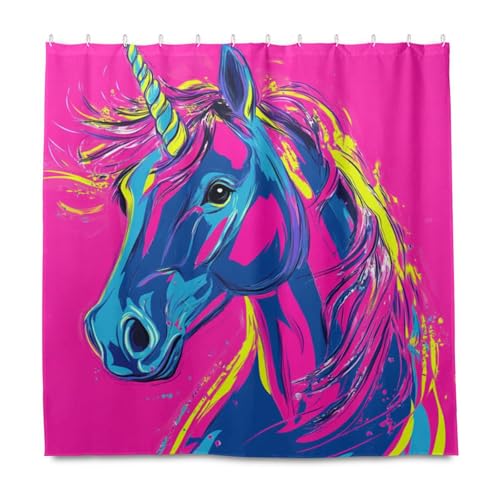 KLL Einhörner, dekorativer wasserdichter Stoff, Duschvorhang, wasserdicht, mit Haken, Polyester, maschinenwaschbar, schicker Vorhang für modernes Badezimmer, Herbstdekoration, Halloween-Dekoration KLL Einhörner, dekorativer wasserdichter Stoff, Duschvorhang, wasserdicht, mit Haken, Polyester, maschinenwaschbar, schicker Vorhang für modernes Badezimmer, Herbstdekoration, Halloween-Dekoration von KLL