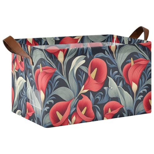 KLL Faltbare Aufbewahrungskörbe mit Calla-Lilien-Blumen, Retro-Stil, mit Griffen, Schrank-Organizer für Kleider-Organizer und Aufbewahrung, 2 Stück KLL Faltbare Aufbewahrungskörbe mit Calla-Lilien-Blumen, Retro-Stil, mit Griffen, Schrank-Organizer für Kleider-Organizer und Aufbewahrung, 2 Stück von KLL